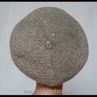 Орехово - розовый женский вязаный берет Vizio Италия 6509
