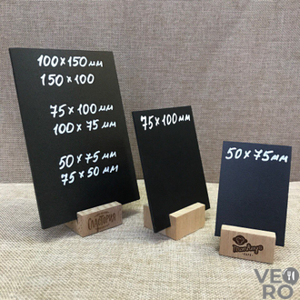 Наклонная Меловая табличка-ценник 100х150 мм на деревянной подставке