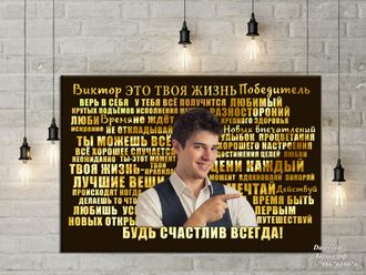 Портрет из слов на холсте в подарок молодому человеку, парню, другу