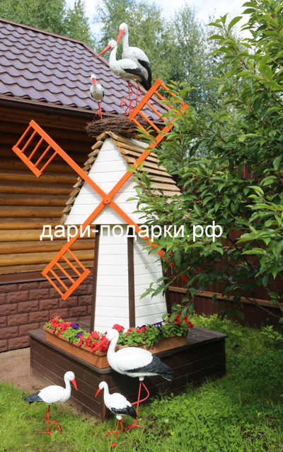 Аисты в гнезде Парочка ( Аист-70см, аист-72см ) полистоун Аист - является символом новой жизни. Согласно русским народным поверьям, аист - птица, приносящая счастье в Ваш дом. Также аист покровительствует рождению детей.