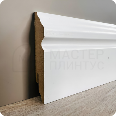 Белый МДФ плинтус по покраску TeckWood фигурный 80 мм.