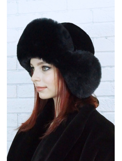 Ушанка "НОН-СТОП" черный + черный (модификация 4)