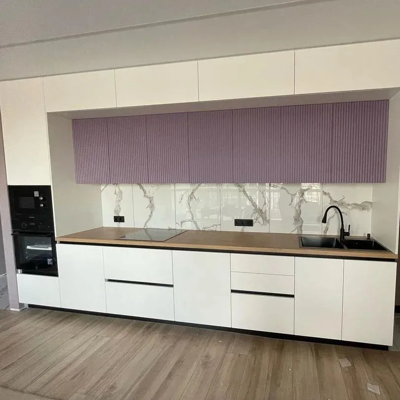 Кухня прямая, двухуровневая, 4000мм. Материал фасадов МДФ. Срок изготовления от 30 рабочих дней. Цена на момент изготовления 149000 руб.