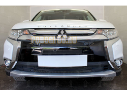 Защита радиатора Mitsubishi Outlander III 2015-2018 (4 части) black с парктроником