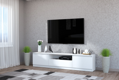 Хилтон Тумба под ТВ Белый текстурный