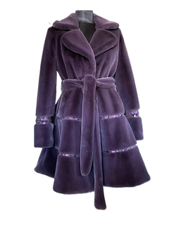 Меховая шуба цвет сиреневый модель 101