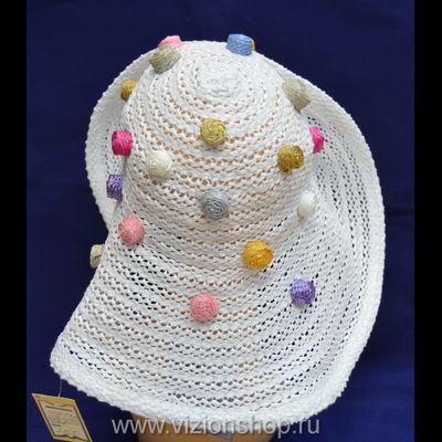 Шляпа с цветками Vizio Италия 5490 FF2 белая летняя купить