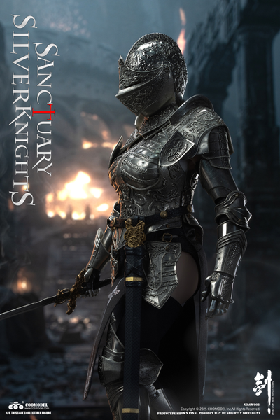 ПРЕДЗАКАЗ - Стражница святилища в серебряном - Коллекционная фигурка 1/6 SWORDS OF CHAOS - SILVER TEMPLE GUARDIAN (NICKEL SILVER EDITION) (SW003) - COOMODEL ?ЦЕНА: 41900 РУБ.?