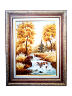 Картина из янтарной крошки. "Водопад".