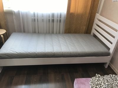 Кровать &quot;Вероника&quot; массив сосны ламели белый античный (Браво)