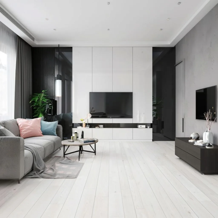Визуализация интерьера для ламината Eversense Classic Дуб Виктория белый EL1049