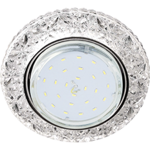 Светильник встраиваемый Ecola GX53-H4 LD7040 круг искристый с подсветкой "Бабочки" Прозрачный/Хром 35x125 FT53CBEFB