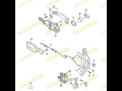 Замок передней левой двери для VW Skoda  Seat
