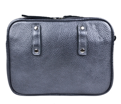 Кожаная женская сумка Melotta shiny grey (арт. 8017-40)
