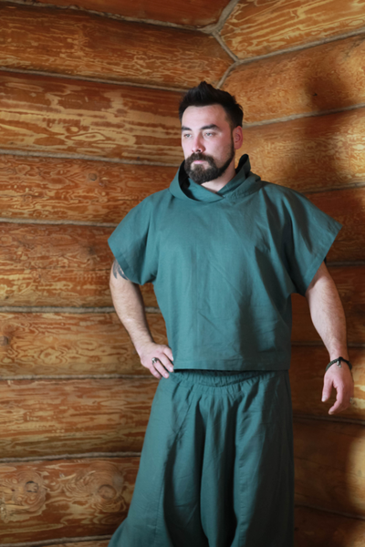 Рубаха пар-мастера  "Дар Движения" из конопли с капюшоном