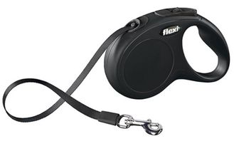 FLEXI New Classic M Tape 5 m Поводок-рулетка, лента, черный, до 25 кг