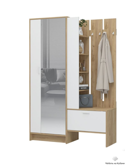 Ирис ПР-01 Прихожая (1350х2000х455) Дуб крафт золотой/Белый