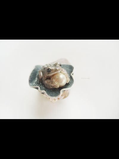 &quot;Мглистая лягушка&quot;, необычное кольцо с речным жемчугом