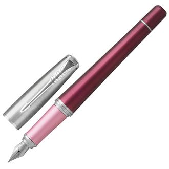 Ручка подарочная перьевая PARKER "Urban Premium Dark Purple CT", темно-пурпурный корпус, хромированные детали, синяя, 1931567