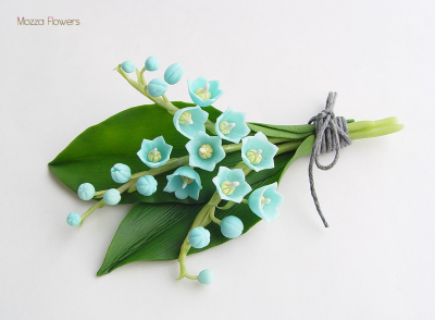 Заколка/брошь "Голубые ландыши".