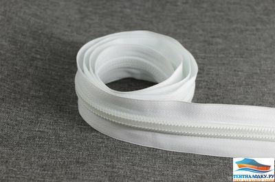 Молния №10  белая спираль рулонная (Бельгия)