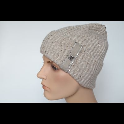 Женская тонкая шапка с отворотом Vizio Италия 6979 CRYO бежевая