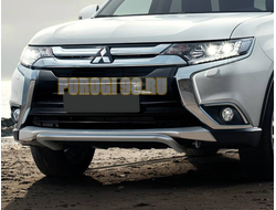 Защита переднего бампера d42 короткая "волна" Mitsubishi Outlander 2018 - ... ( Митсубиси Аутлендер 2018)