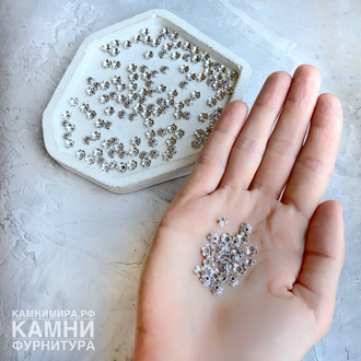Шапочки "Цветок шесть лепестков" 6 мм, цвет серебро, цена за набор