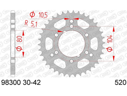 98300-38 Звезда ведомая #520 250 TRAIL BLAZER 400 SCRAMBLER AFAM 98300-38