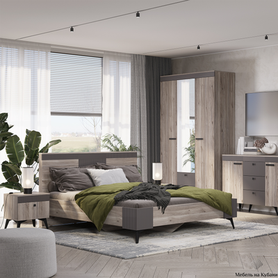 Кассандра КР-19 кровать 1,6 м Дуб смоки MF-14 (с основанием)