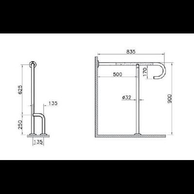 Поручень опорный напольный под углом 90, VitrA Arkitekt, A44469