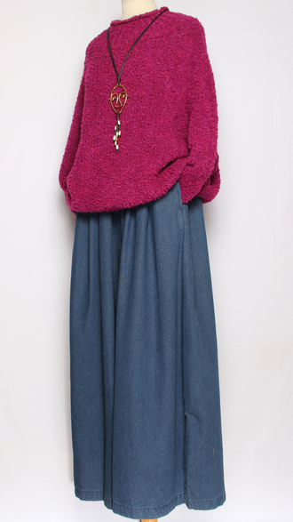 ДЖЕМПЕР КОРОТКИЙ "КИМОНО БУКЛЕ СТОЙКА" широкий рукав красный, фуксия до р.54