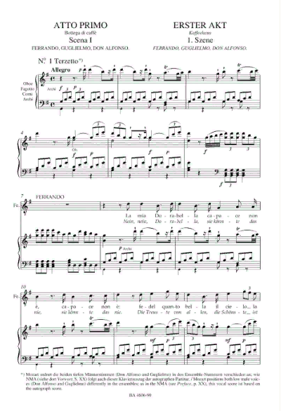 Mozart, Wolfgang Amadeus Cos? fan tutte ossia La scuola degli amanti K. 588