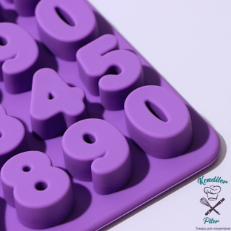 Форма для льда и кондитерских украшений «Цифры», 16×16×2 см, 20 ячеек, цвет МИКС