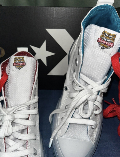 Кеды Converse All Star Cx Stretch Canvas белые высокие с голубым 173128C фото