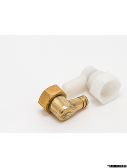 Уголок для душевой кабины пластиковый и латунный с накидной гайкой 1/2"х12мм под 90 гр.