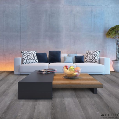 Декор ламината Alloc Grand Avenue Мэдисон Авеню 9001 в интерьере гостиной