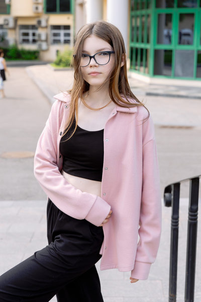 Теплая рубашка пудра