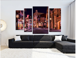 Модульная картина "По ночной улочке"