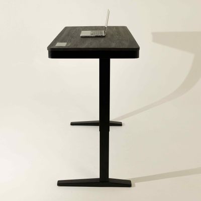 Умный стол 140×70 чёрный | массив дуба графит