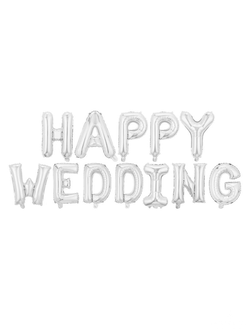 Буквы "Happy Wedding" серебро