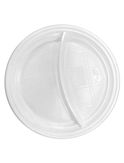 Тарелка одноразовая пластиковая белая 2-х секционная