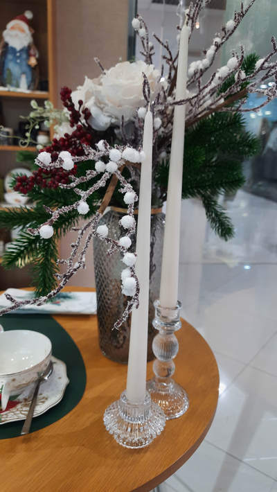 Подсвечник стеклянный, высота 15 см, диаметр основания  8 см