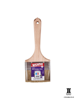 Кисть плоская смешанная щетина Wenzo Wood 100х14 для всех типов ЛКМ на любой основе