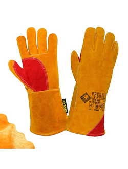 Краги ГРЕНАДЕР спилковые желтые меховые