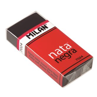 Ластик пластиковый Milan 7024, мягкий, черный, в карт.держателе