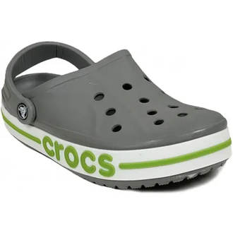 CROCS BAYABAND CLOG СЕРЫЕ С ЗЕЛЕНЫМ