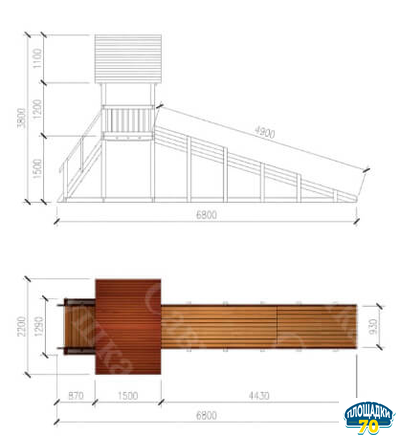 Зимняя заливная горка Савушка Зима Wood - 5 скат 5 метров