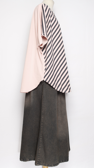 Футболка "ПОЛОСЫ И ЦВЕТОК" розовая до р.56