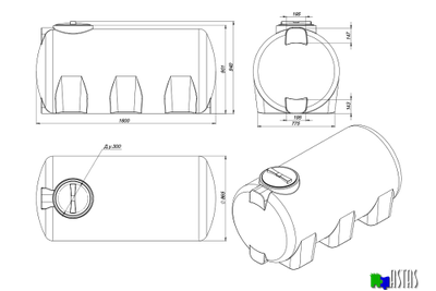 Емкость Экопром H 1000 л  черная